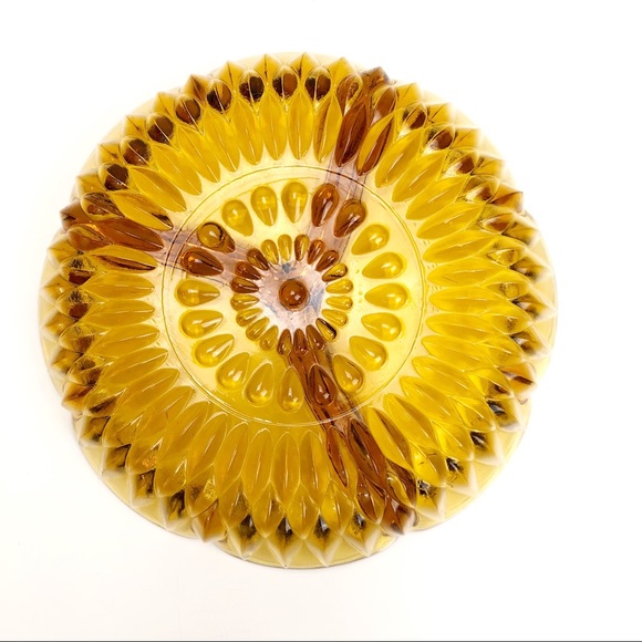 Vintage Amber Glass Three Section Relish Dish - Picture 3 of 4